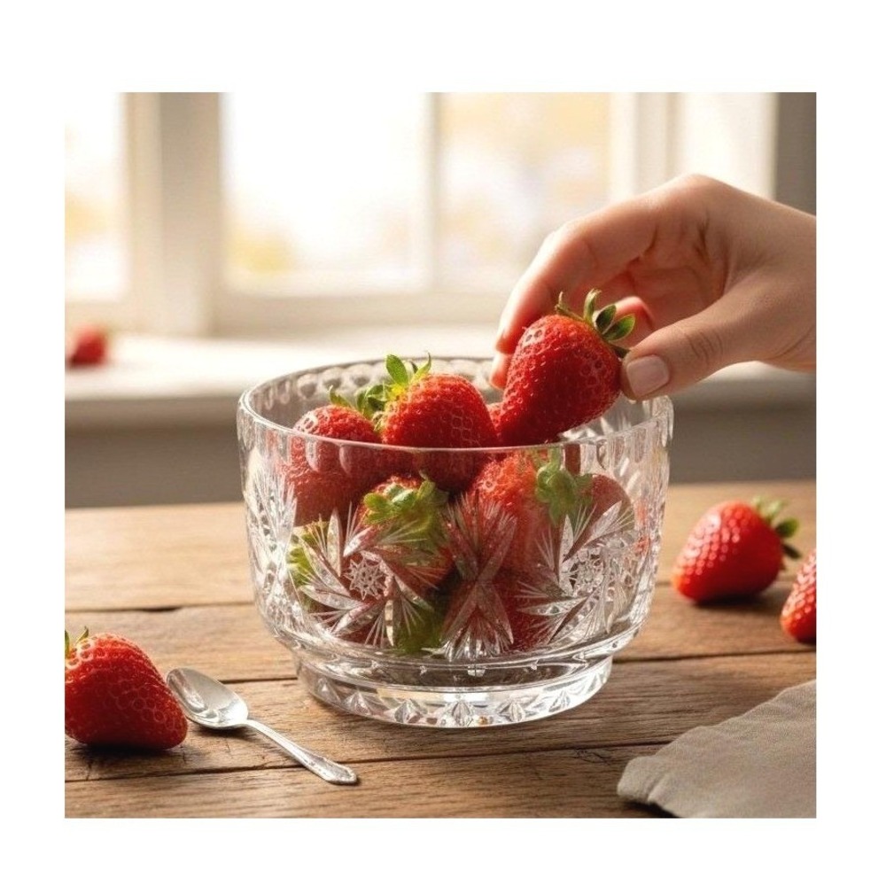 Vintage Starburst Cut Crystal Serving Bowl, Glass Ice Bucket, Fruit Bowl